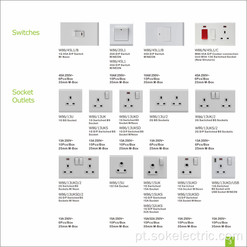 13A250V Tomada Universal 1Gang tomada elétrica